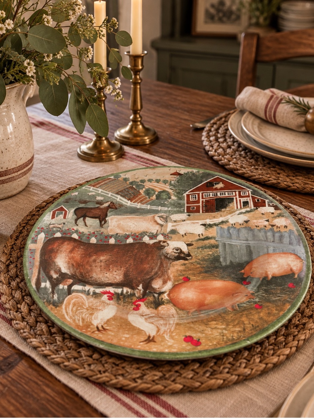 Vintage Country Farm Animals Dinner Plate